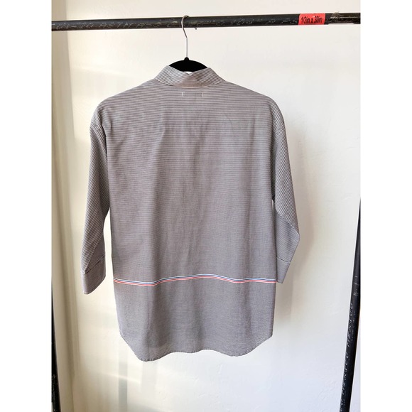 J. CREW Women's Black/White Stripe Half Button Popover Boyfriend Shirt sz 0 - Picture 2 of 10